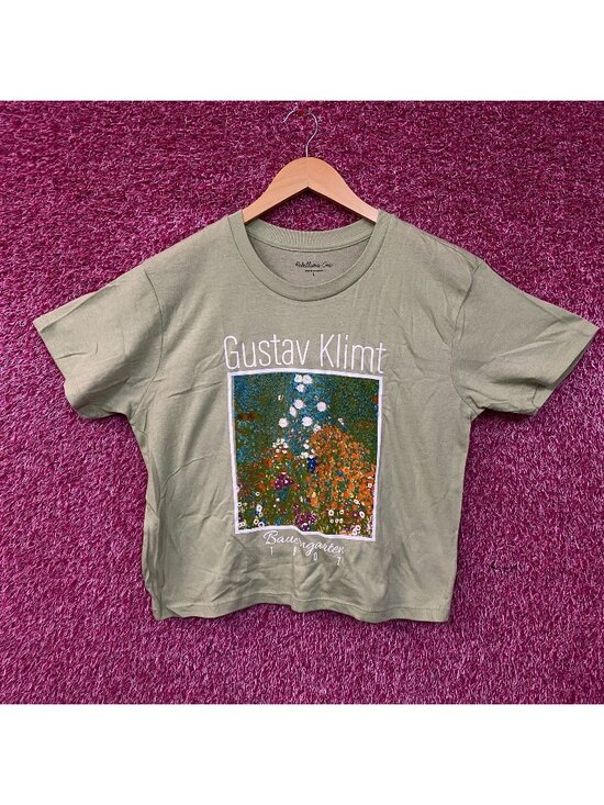Rebellious One Tops - Rebellious One Gustav Klimt "Bauerngarten" Cottage Garden Graphic Crop Tee Large